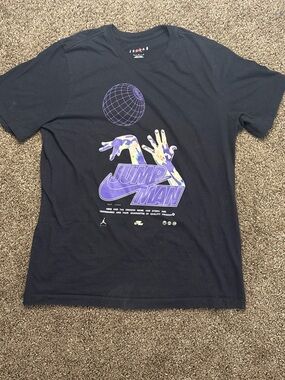 Nike Black Short Sleeve 'Jump Man' Graphic Tee with Purple Accents